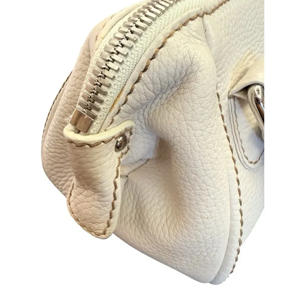 Chanel LAX Bowler Bag Cream Pebbled Leather Silver Tassel Series 8 2003 - Picture 9 of 14